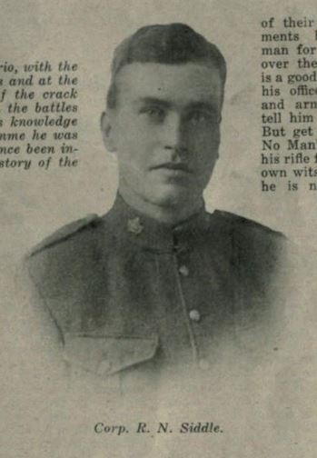 Sniper in the 18th Battalion who survived the war and wrote an extensive article about his experiences in McLean's Magazine in 1917.