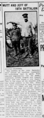 Mutt and Jeff of the 18th Battalion London Advertiser March 29 1915 Page 1